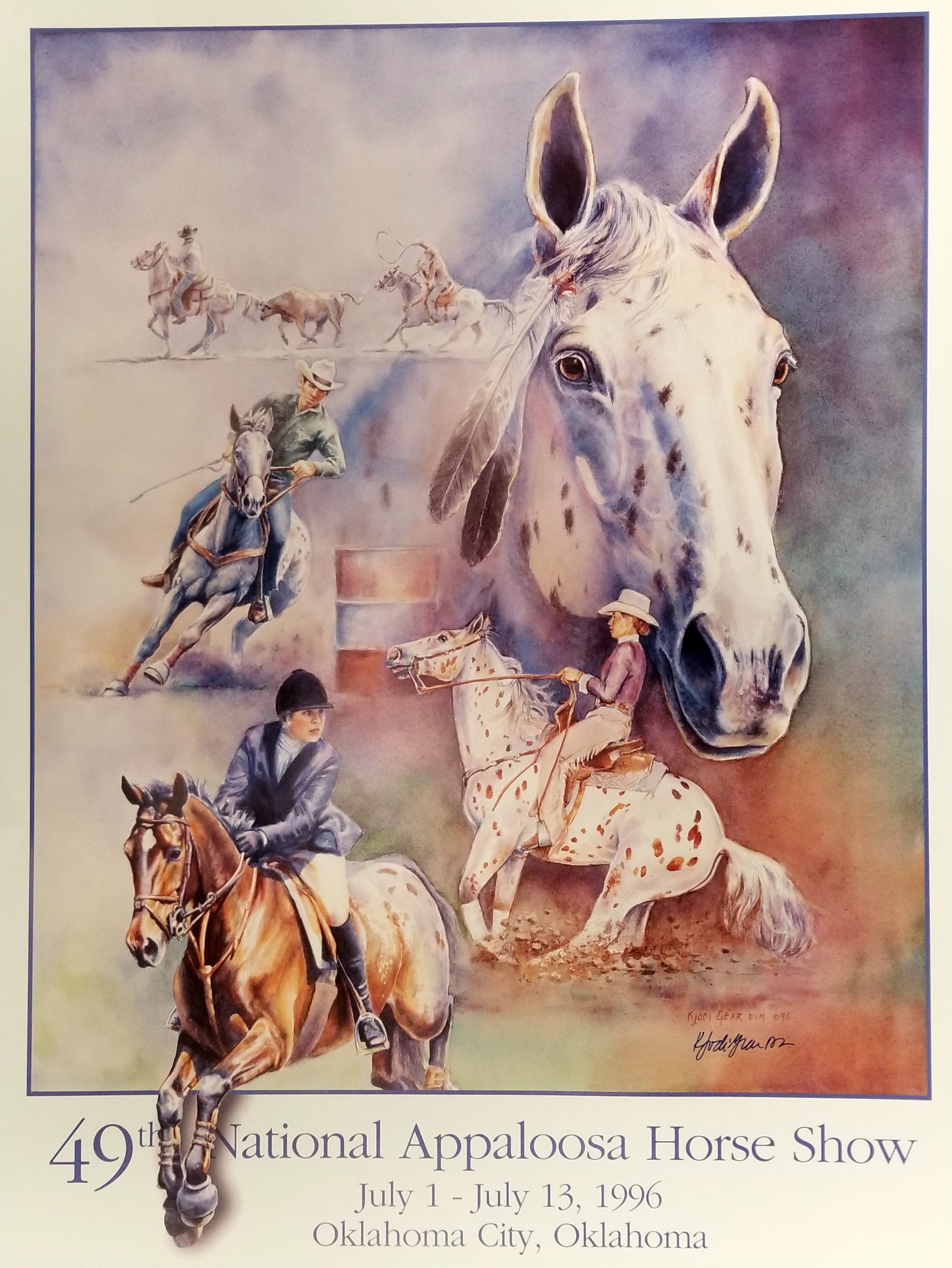 Okla City 1995 24X36 48th National Appaloosa Horse Show Poster signed
