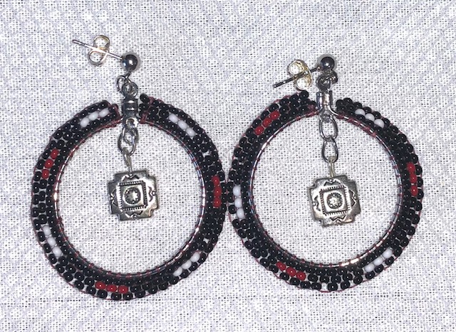 Beaded Hoop Post Earrings