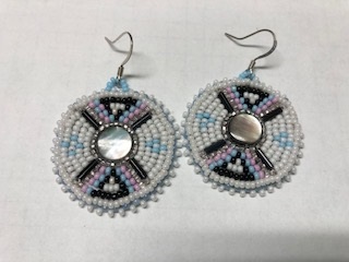 White and Pink Circle Earrings