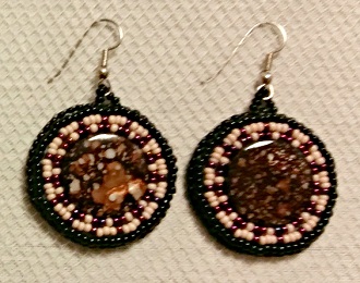 Beaded Circular Stone Earrings