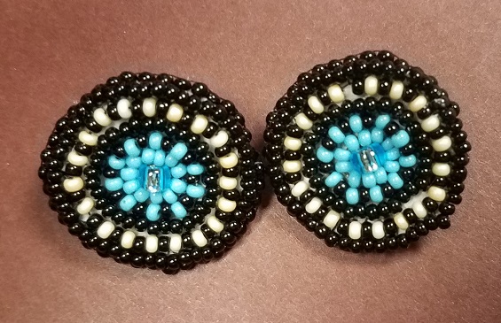 Turquoise and Black Circle Post Earrings