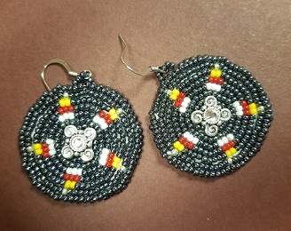 Silver beaded circle earrings